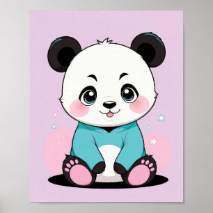 Schattige Panda in Hoodie - Mooie Kinderkamer Muur Poster
