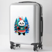 Schattige panda in kerstmuts en kersttrui sticker (Koffer)