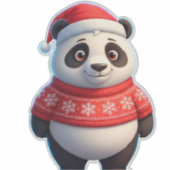 Schattige panda in kerstmuts en kersttrui sticker (Voorkant)