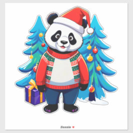 Schattige panda in kerstmuts en kersttrui sticker