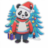 Schattige panda in kerstmuts en kersttrui sticker (Voorkant)