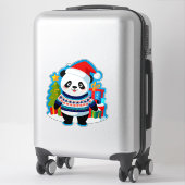 Schattige panda in kerstmuts en kersttrui sticker (Koffer)