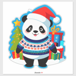 Schattige panda in kerstmuts en kersttrui sticker