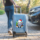 Schattige panda in kerstmuts en kersttrui sticker (Koffer Insitu)