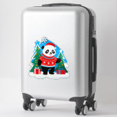 Schattige panda in kerstmuts en kersttrui sticker (Koffer)