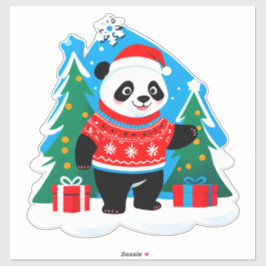 Schattige panda in kerstmuts en kersttrui sticker