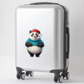 Schattige panda in kerstmuts en kersttrui sticker (Koffer)