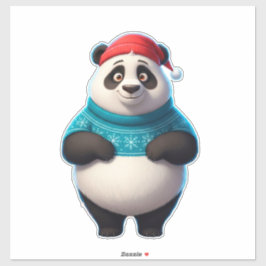Schattige panda in kerstmuts en kersttrui sticker
