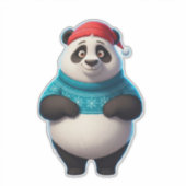 Schattige panda in kerstmuts en kersttrui sticker (Voorkant)