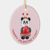 Schattige Panda Kabouter Gelukkige Valentijnsdag Keramisch Ornament (Rechts)