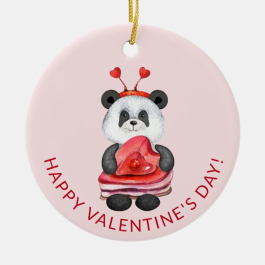 Schattige Panda Kabouter Gelukkige Valentijnsdag Keramisch Ornament (Voorkant)