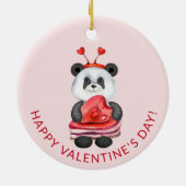 Schattige Panda Kabouter Gelukkige Valentijnsdag Keramisch Ornament (Achterkant)