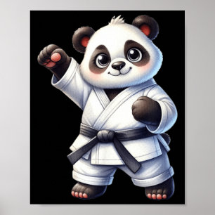 Schattige panda karate zwarte band vechtsport vech poster