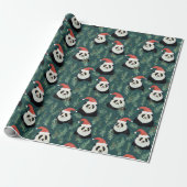 Schattige Panda kerstpatroon Cadeaupapier (Uitgerold)