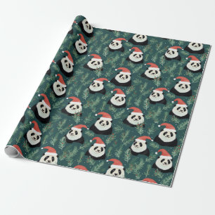 Schattige Panda kerstpatroon Cadeaupapier