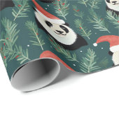 Schattige Panda kerstpatroon Cadeaupapier (Rol Hoek)