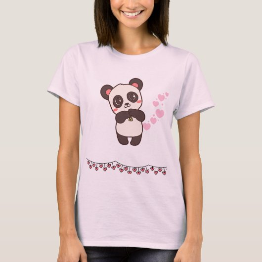 Schattige Panda knuffel - roze verrukking T-shirt (Voorkant)