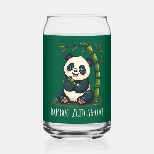 Schattige Panda Knuffelen Bamboe Schattige Cartoon Blikvorm Glas (Voorkant)