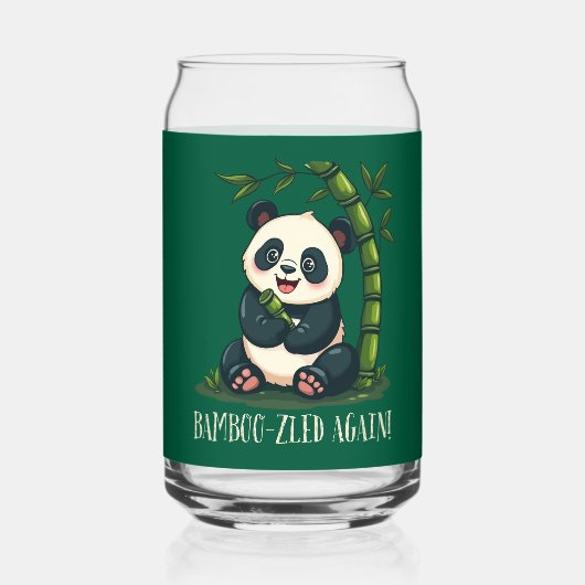 Schattige Panda Knuffelen Bamboe Schattige Cartoon Blikvorm Glas (Achterkant)