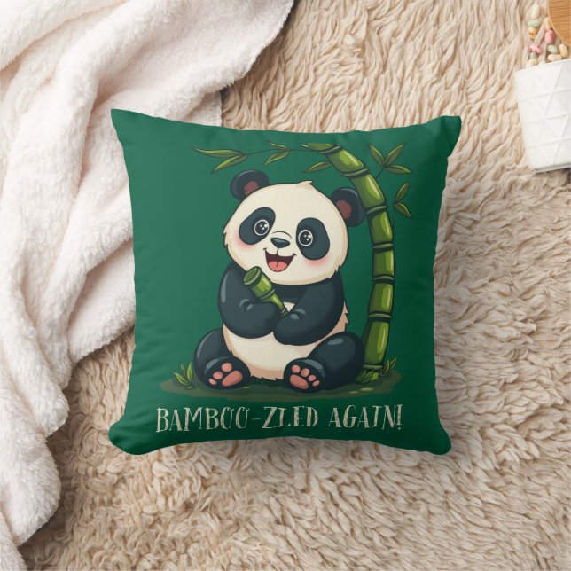 Schattige Panda Knuffelen Bamboe Schattige Cartoon Kussen (Deken)