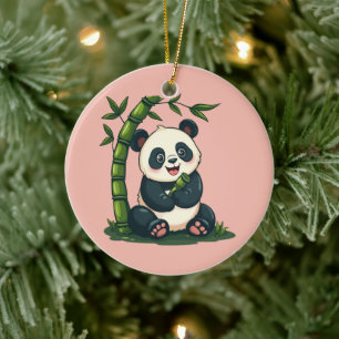 Schattige Panda Knuffelen Bamboe Schattigee Cartoo Keramisch Ornament