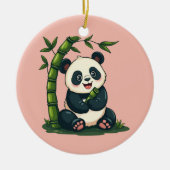 Schattige Panda Knuffelen Bamboe Schattigee Cartoo Keramisch Ornament (Voorkant)