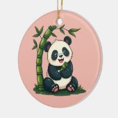 Schattige Panda Knuffelen Bamboe Schattigee Cartoo Keramisch Ornament (Links)