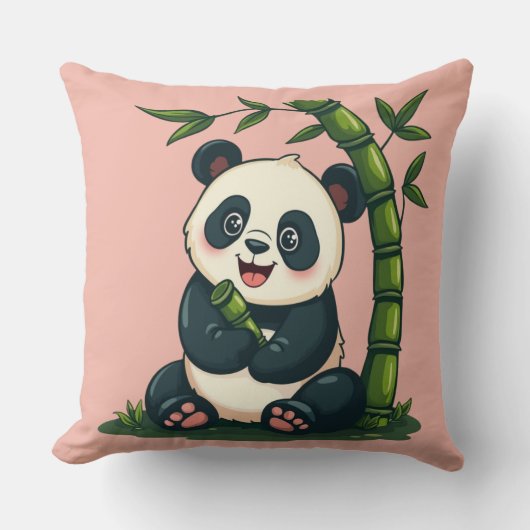 Schattige Panda Knuffelen Bamboe Schattigee Cartoo Kussen (Voorkant)