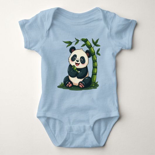 Schattige Panda Knuffelen Bamboe Schattigee Cartoo Romper (Voorkant)