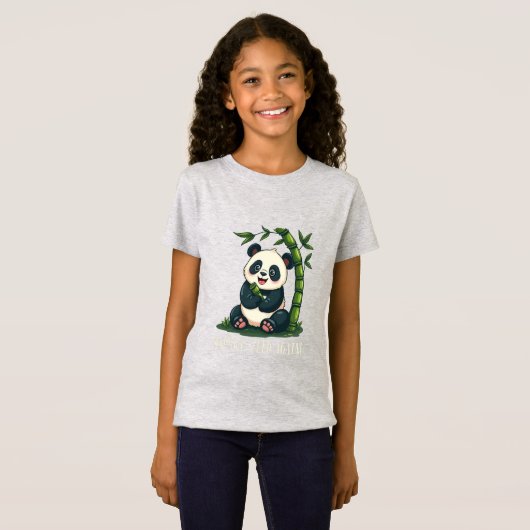 Schattige Panda Knuffelen Bamboe Schattigee Cartoo T-shirt (Voorkant volledig)