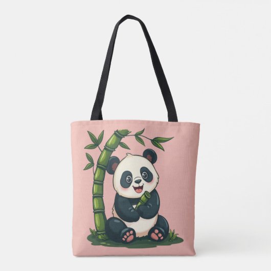 Schattige Panda Knuffelen Bamboe Schattigee Cartoo Tote Bag (Achterkant)