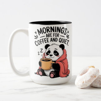 Schattige Panda Koffie Stille Ochtenden Cozy Intro Tweekleurige Koffiemok