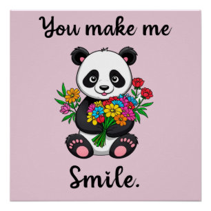 Schattige Panda Laat Me Glimlachen Perfect Poster