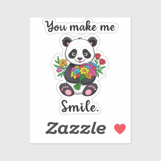 Schattige panda laat me glimlachen sticker (Vel)