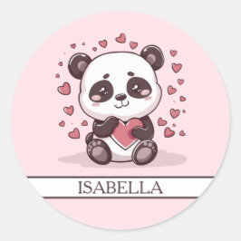 Schattige Panda Liefde - Gepersonaliseerd Ronde Sticker