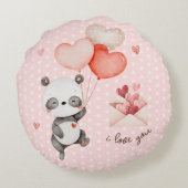 Schattige Panda Liefde Rode Hart Ballonnen Valenti Rond Kussen (Achterkant)