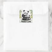 Schattige panda liefde terug naar school vierkante sticker (Tas)