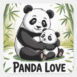 Schattige panda liefde terug naar school vierkante sticker
