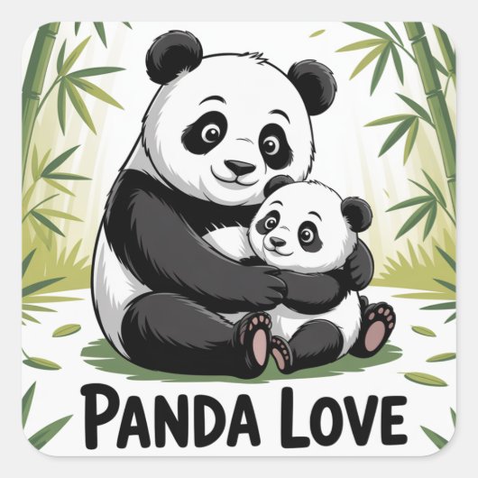 Schattige panda liefde terug naar school vierkante sticker (Voorkant)