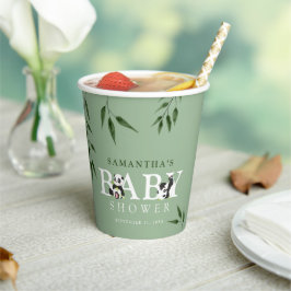 Schattige Panda & Lofwerk Neutrale Baby Shower Papieren Bekers