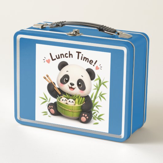 Schattige Panda "Lunchtijd!" Eetstokjes Bamboe Kaw (Voorkant)