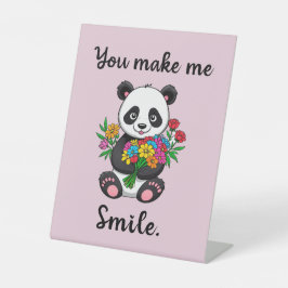 Schattige Panda Maakt Me Aan Het Lachen Reclamebord Met Voetstuk