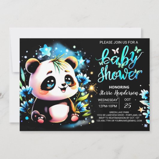 Schattige Panda Magic Adventure Boy Baby shower Kaart (Voorkant)