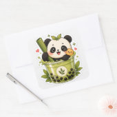 Schattige Panda Matcha Bubble Tea Sticker | Kawaii (Envelop)