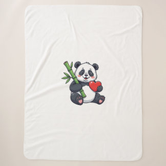 Schattige panda met bamboethema knusse natuurillus sherpa deken