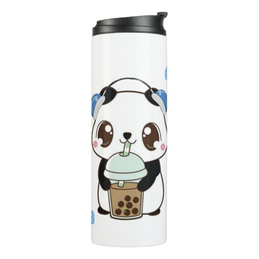 Schattige Panda met Bubble Tea Thermosbeker (Gedraaid links)