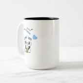 Schattige Panda met Bubble Tea Tweekleurige Koffiemok (Voorkant links)