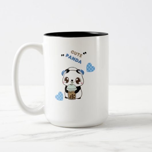 Schattige Panda met Bubble Tea Tweekleurige Koffiemok (Links)