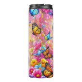 Schattige panda met een felle bloem thermosbeker (Achterkant)