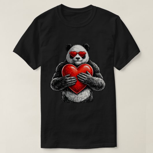 Schattige Panda Met Hart Liefde Design T-shirt (Design voorkant)